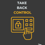 Take back control. A privacy interface with a lock and a hand interacting with buttons